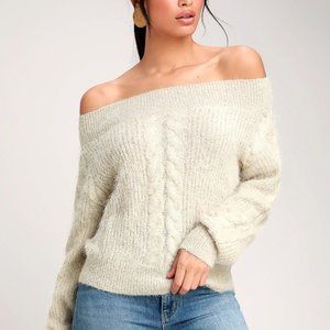 AMUSE SOCIETY Fuzzy Off The Shoulder Sweater